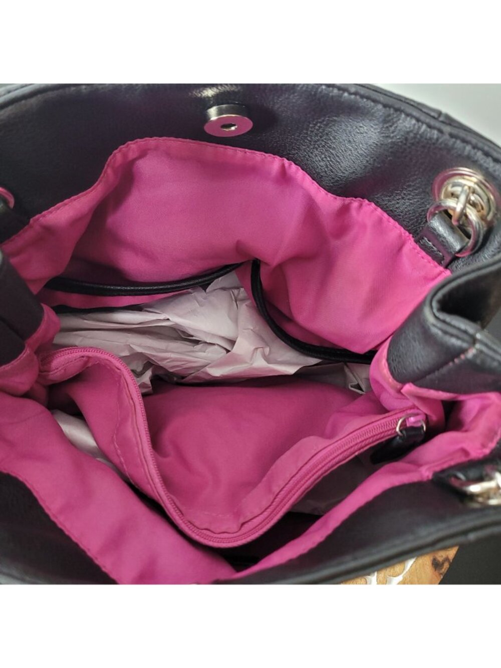 Nicole Miller Black Leather Shoulder Bag - Y2K edgy yet classic Grunge Chic 90's - Picture 14 of 15